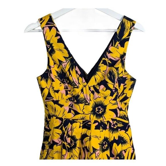 J Crew Dress Womens 00 XXS Sundress Sleeveless Mini Fit Flare Floral Yellow Work - Picture 2 of 10